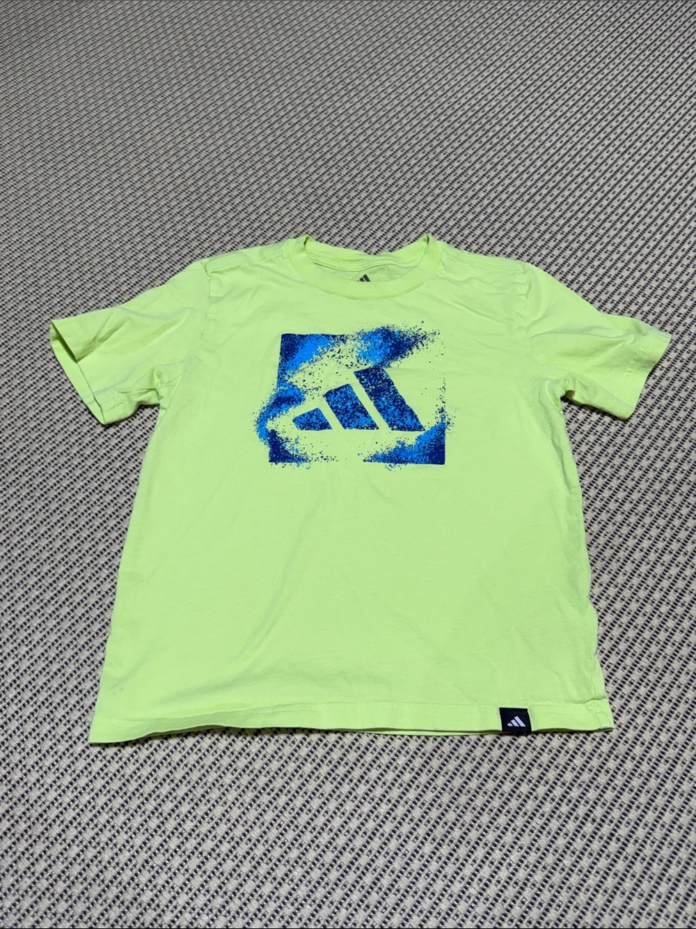 adidas Neon Lime Short-Sleeve Tee with Blue Logo